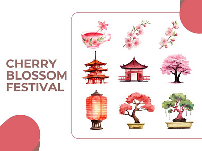 Cherry Blossom Festival Watercolor Element blossom cherry illustration watercolor