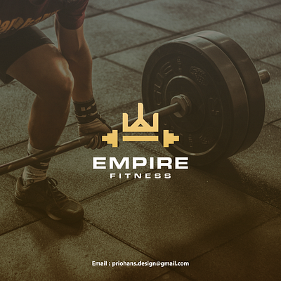 Empire Fitness Logo barbel logo bold logo brand brand identity branding color crown logo design empire logo fitness logo illustration logo logo designer prio hans typography vector