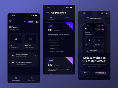 Website Builder App UI ai app ai app ui ai concept app artificial intelegence design ios app machine learning minimal app ui mobile ofspace subscription ui ux website builder website builder ai website concept website creator website concept