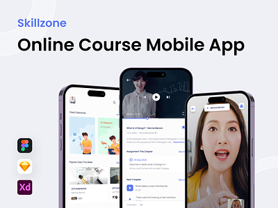 Skillzone - Online Course Mobile App course e learning education learning live class mobile app mobile design online online course online learning online session