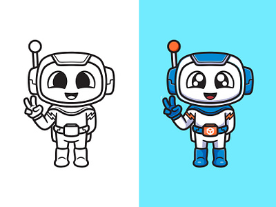 Cute Robot Mascot branding business character design cute design graphic design idetity illustration illustration art ilustration logo mascot modern robot technology ui ux vector visual identity website