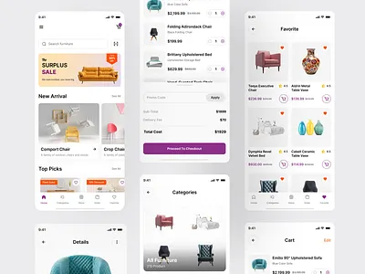 Online Furniture Store - App app artiflow cart ecommerce ecommerce mobile app furniture mobile app halal halal design ios mobile app landing page mobile app online cart online furniture shop online shop online store product uiux design