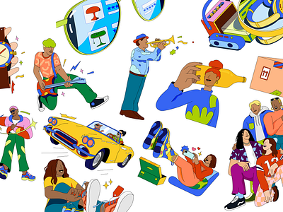 eBay Refresh car characters delivery genz illustration retail speaker