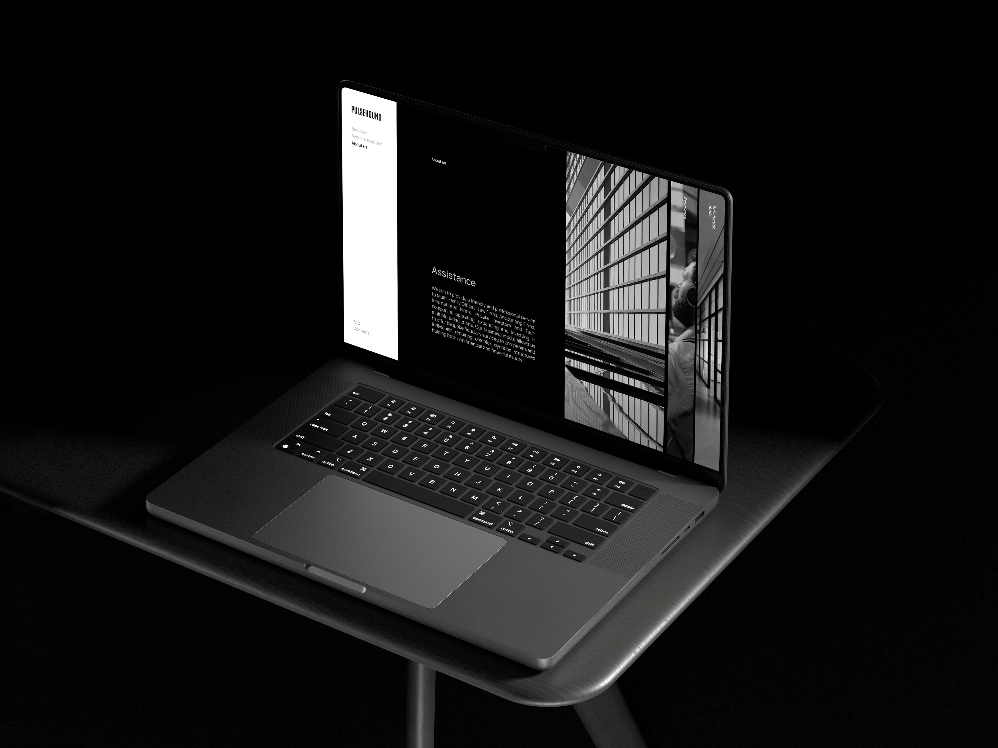 Pulsehound "About us" page about us accounting company finance minimal page design simple web design website