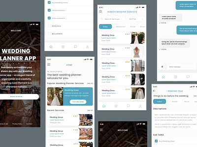 Wedding Planner App adobe xd app animation app design figma figma app figma app design figma app kit figma design apps figma kit mobile app design planner app ui uiux uiux design uiux kit wedding app wedding planner app xd kit xd ui kit