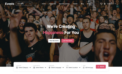 Find Your Events Landing Page design ui ux