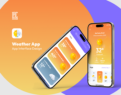 Weather App Design app design app icon orange purple rain sun ui design weather app