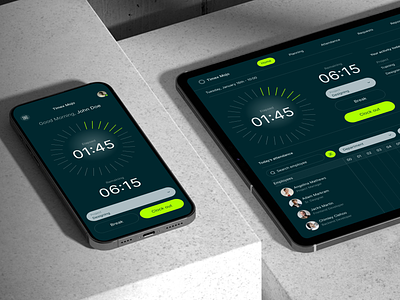 Time Management Software attendance clean ui clock clocking clocking system dashboard dashboard design design mobile app design product product design project management task task management time management ui uiux ux web app design