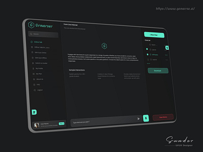 Chat Genverse, New Generative AI platform ai branding chat chatai chatgpt dark ui ux web