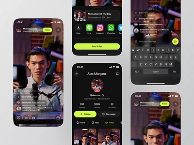 Live Streaming App app clean dark dark mode design live live app live stream live streaming minimal mobile stream streaming streaming app ui ux video