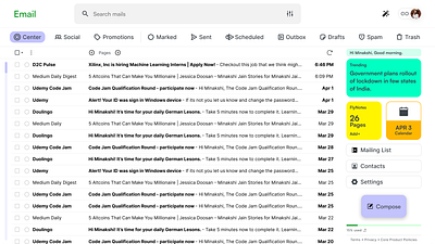 Email Client Dashboard ui