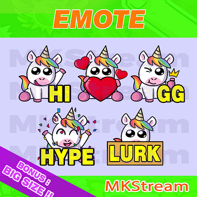 Twitch emotes cute unicorn pack animated emotes anime cute design emote emotes gg horse hype illustration love lurk sub badge twitch emotes unicorn