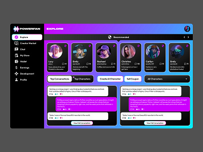 Social Network in the Cyberpunk Style cyberpunk messages product design recommendations sidebar social