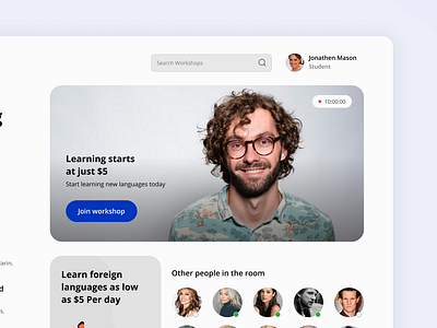 Webinar screen dashboard design learning app online learning app ui design uiux design workshop