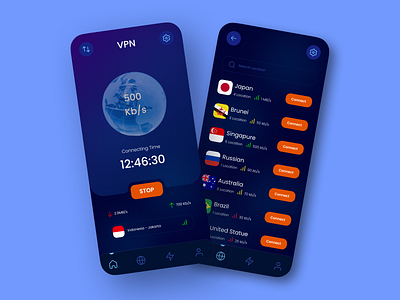 Exploration Design : VPN Apps ui