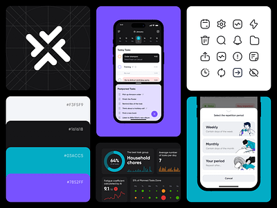 Taily App Design app branding icons logo management mental health mobile research task tracker ui ux