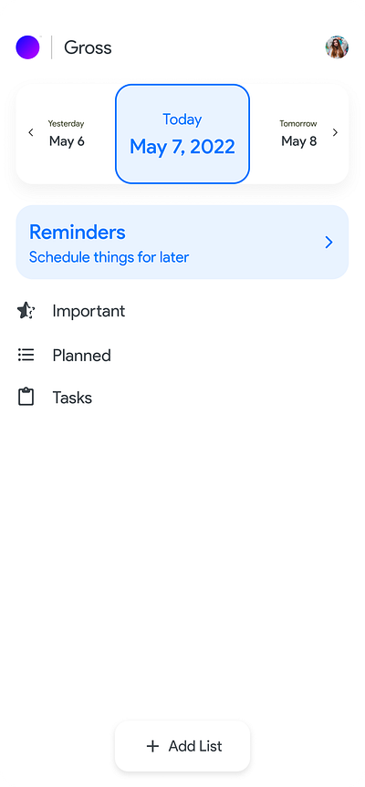 Reminder App ui