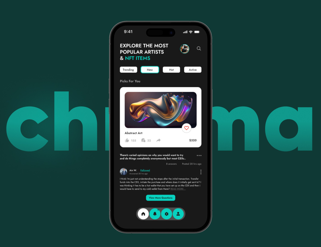 Chroma Crypt - NFT Social Marketplace art work blockchain branding crypto design interface marketplace minimal mobile app nft nft marketplace nft mobile nft mobile app nft social social ui ux