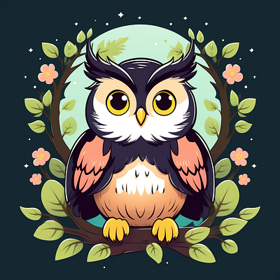 Kawai Styel Owl Vector 3d animation branding design graphic design illustration logo merch by amazon motion graphics typography ui ux vector