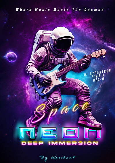 Galactic Grooves: DJ Cybertron's Deep Space Immersion adobe illustrator adobe photoshop astronaut design graphic design graphic designer graphics illustration music poster design space