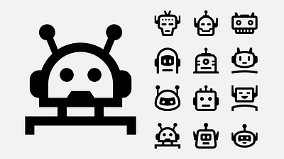 Robot Avatars ai artificial intelligence automation basicons bot bot assistant chatbot droid futuristic monster robo robot robot avatar robot head robotics sci fi svg icons vector