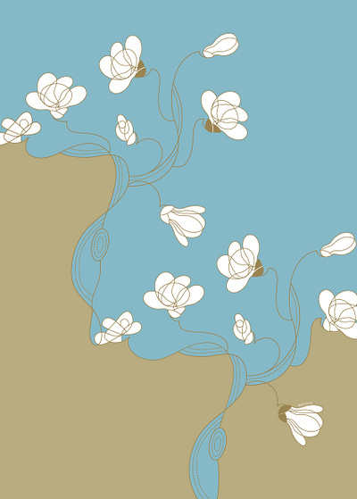 Magnolias in full bloom illustration