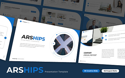 Arships - Annual Report PowerPoint Template 2024 agency analysis annual business company corporate cover creative design layout marketing powerpoint presentation report template typography