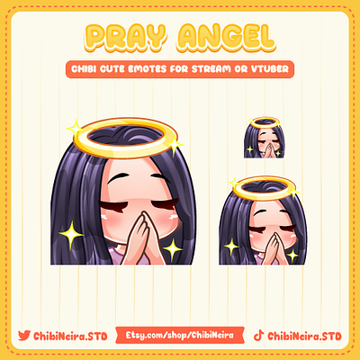 Pray Angel Emotes | Pleased Emotes | Angel emotes angel chibi emotes custom emotes cute emotes design discord emotes illustration kick emotes pray twitch emotes ych emotes