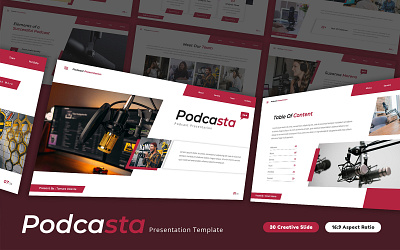 Podcasta - Podcast PowerPoint Template agency brodcast business creative design entertainment interview podcast podcasting powerpoint presentation radio recording reporter speaker studio talk talkshow typography voice