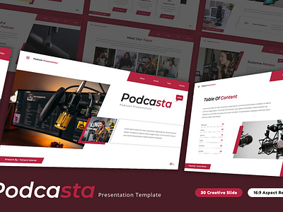 Podcasta - Podcast PowerPoint Template agency brodcast business creative design entertainment interview podcast podcasting powerpoint presentation radio recording reporter speaker studio talk talkshow typography voice