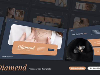 Diamend - Jewelry PowerPoint Template agency bracelet business creative design diamond earring gamestore gold graphic design jewelry necklace pearl pendant powerpoint presentation ring silver typography vintage