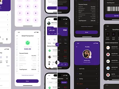 WellFine E-Wallet UI Kit app dark mode design e wallet fintech light mode management mobile mobile apps money transaction ui ui kit