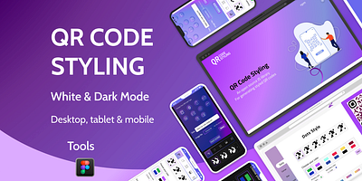 QR CODE STYLING Mobile App & website Dark&light Mode application branding cause study desgin figma landing page qr code tablet ui user interface ux website
