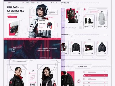 Netmoda: Cyberpunk Techwear Store computer concept cyberpunk design fashion futuristic gadgets online store ootd outfit robotic streetwear style tech techwear ui ui ux urban web design website