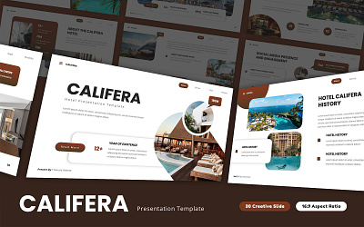 Califera - Hotel PowerPoint Template agency apartment bed business creative design home home stay hostel hotel house luxury motel powerpoint presentation resort room service typography vacation