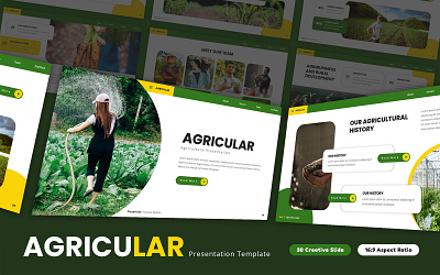 Agricular - Agriculture PowerPoint Template agency business creative design environment farming field garden green harvest industry market organic pitch deck plant powerpoint presentation spring technology typography