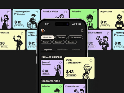 Language Learning App education education app illustration language language app language learning learning learning platform mobile app online course online education online learning platform