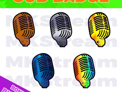 Twitch sub badges classic microphone pack animated emotes anime cute design emotes illustration mic microphone music sub badge sub badges tone twitch sub badges