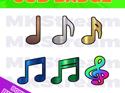 Twitch sub badges music tone pack animated emotes anime branding cute design emotes illustration music sub badge sub badges tone twich sub badges