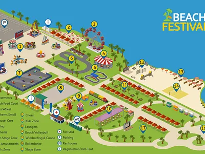 Beach Festival map festival isometric map