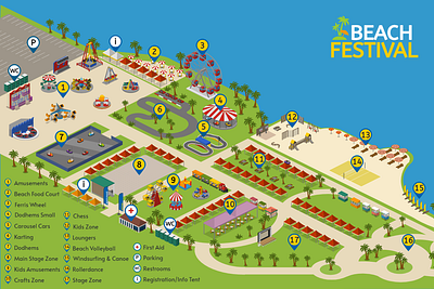 Beach Festival map festival isometric map