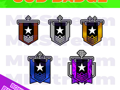 Twitch sub badges Tom Clancy's Rainbow Six Siege rank animated emotes anime cute design emotes fps illustration rainbow six rainbow six siege rank ranked sub badge sub badges tom clancy twitch sub badges