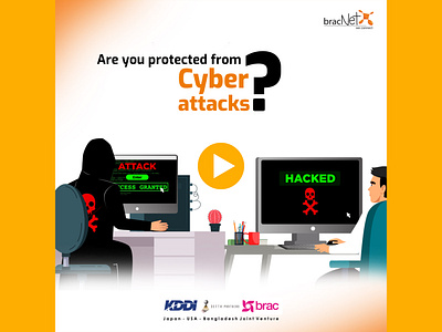 Cyber security awareness motion video 2d animation 2d motion after effcet animation awareness video character animation cyber 2d explainer video cyber attack facebook social post hacker internet service motion graphics ransomware reels motion youtube content