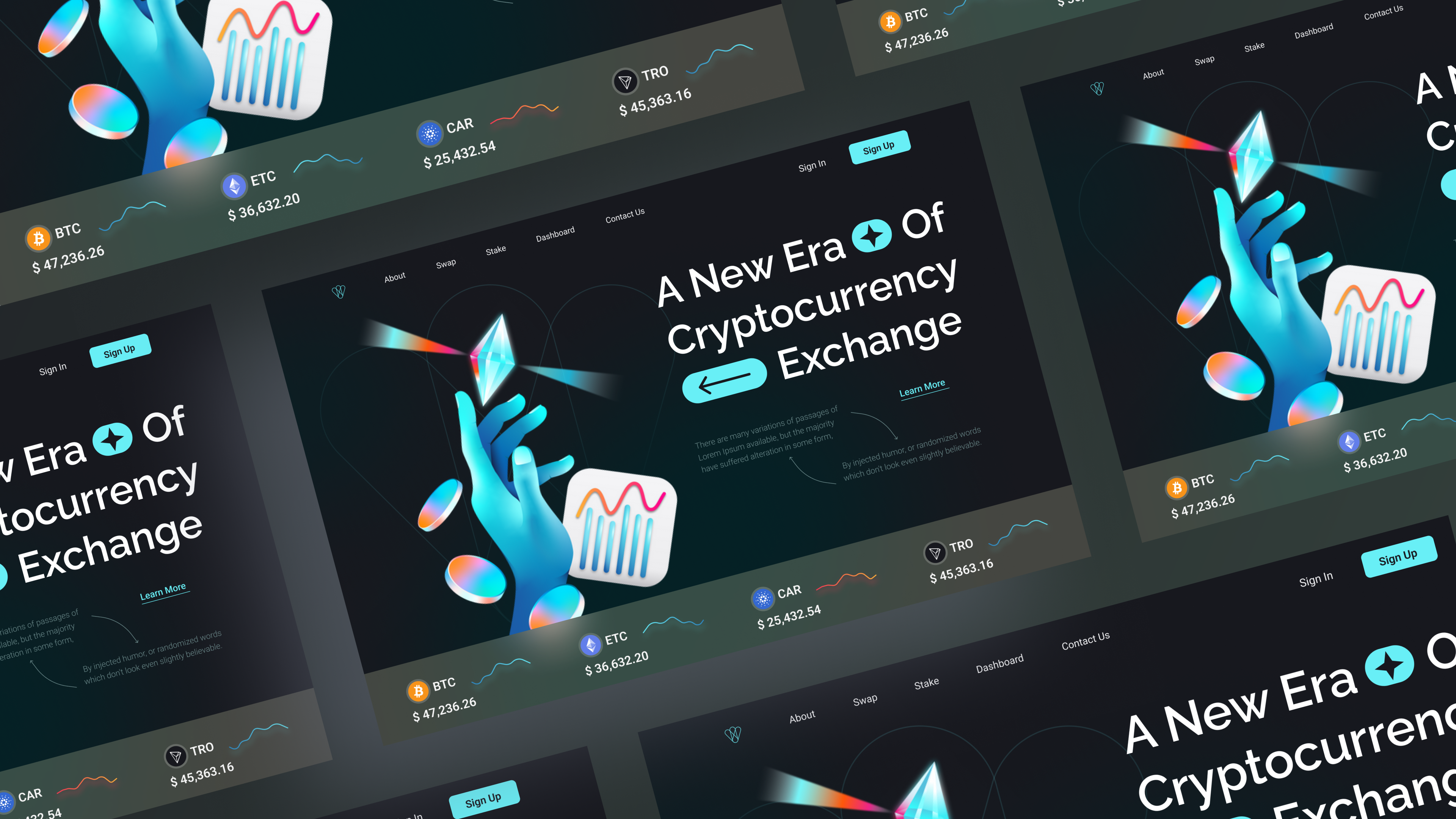 Cryptocurrency Website Design 3d 3d illustration bank banking bitcoin blender blockchain branding cinema4d coins cryptocurrency design header hero illustration illustration investment landing page mining money ui