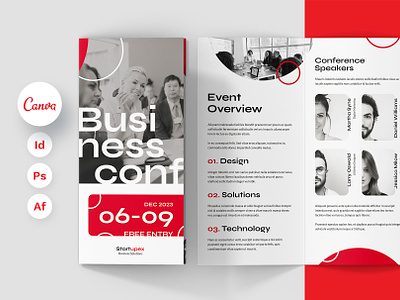 Conference Event Brochure Tri-Fold Canva InDesign Template affinity template brochure brochure canva brochure conference brochure design brochure event brochure indesign brochure psd brochure template brochure trifold canva template conference template event template indesign template meeting photoshop template print design print template speakers trifold template