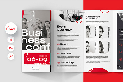 Conference Event Brochure Tri-Fold Canva InDesign Template affinity template brochure brochure canva brochure conference brochure design brochure event brochure indesign brochure psd brochure template brochure trifold canva template conference template event template indesign template meeting photoshop template print design print template speakers trifold template