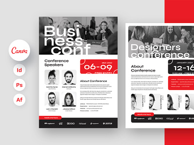 Conference Event Flyer Print Template Editable in Canva InDesign business conference corporate creative market envato elements etsy shop event flyer flyer affinity flyer canva flyer conference flyer design flyer event flyer indesign flyer photoshop flyer print template flyer speakers flyer template instant download speakers