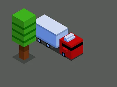 Isometric Truck and Tree Design digital art graphic design illustration vector