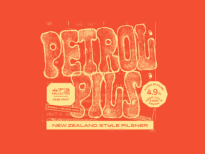 Petrol Pils beer branding beer label beer label design beer packaging branding emeryville graphic design handlettering illustration illustrator lettering typography wondrous brewing co