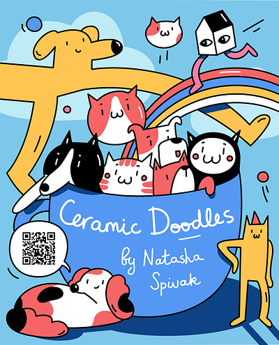 Ceramic Doodles character colorful creatures doodle for children illustration minimalism postcard poster